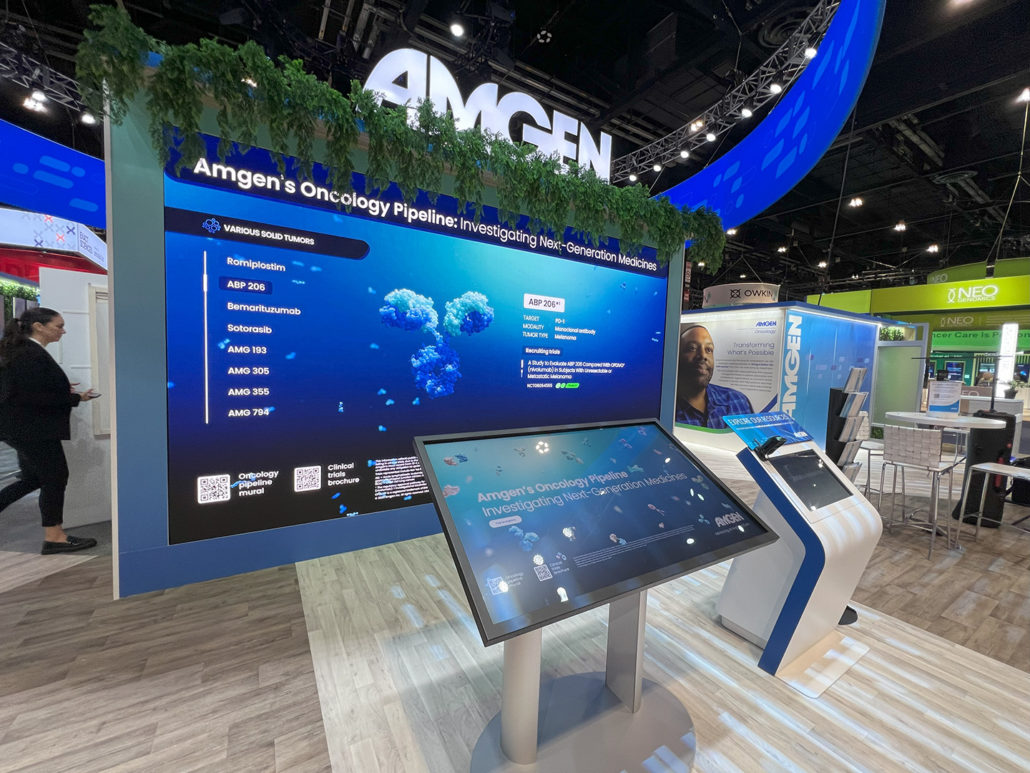 Animated oncology pipeline. Includes recruiting clinical trial info. First launch of animation was ASCO 2024 but multiple versions provided throught the year.

A static pipeline version of the pipeline also provided (see AMG194B) as well as print murals for AACR and COA (see AMG194C)