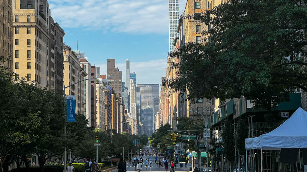 Photograph of Park Avenue in New York on Sunday morning when it was closed off for runners.