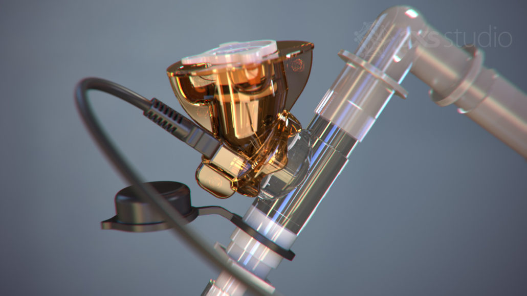 Still image from medical device showreel depicting a medication nebulizer mounted in respirator tubing.